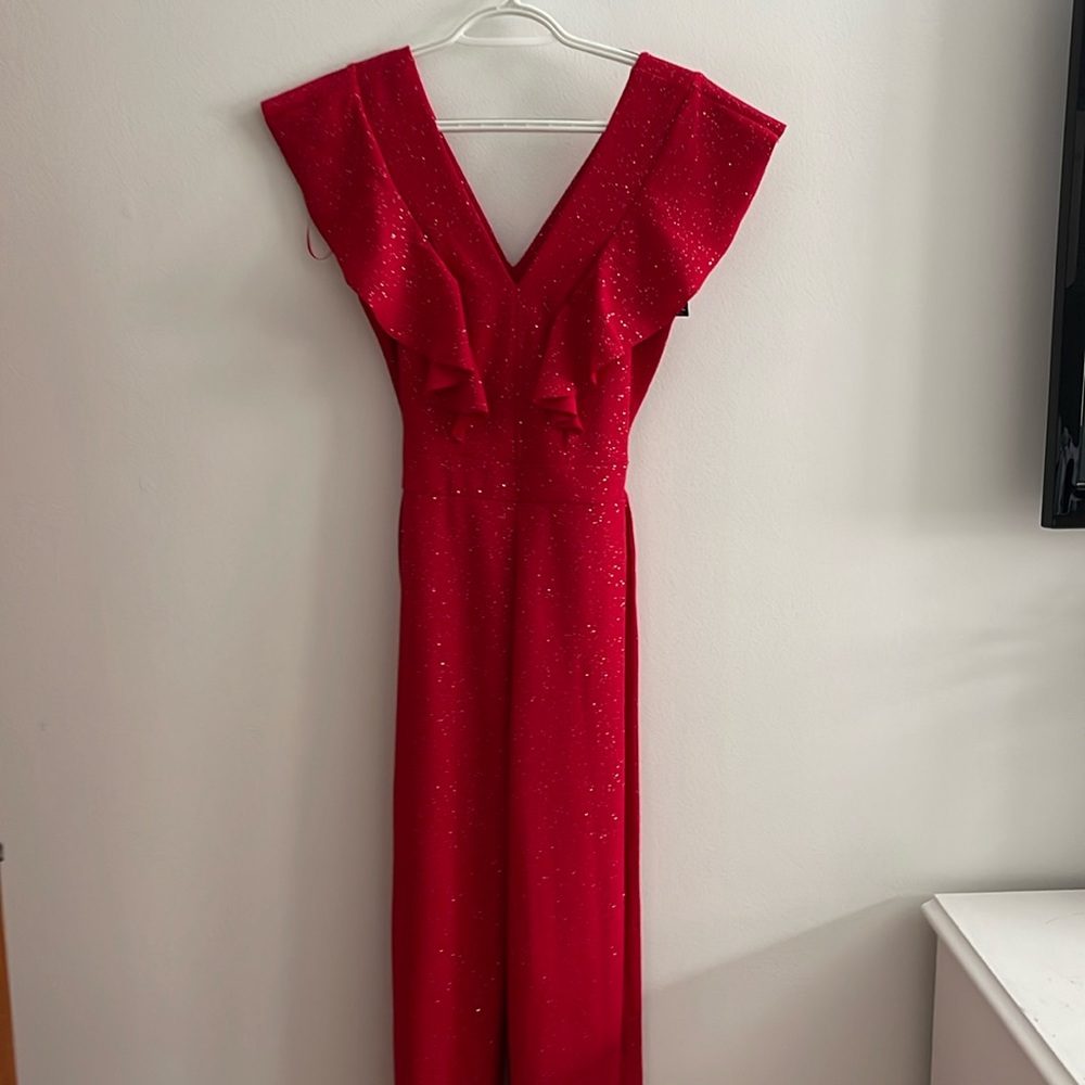 Red Shimmer Jumpsuit‎